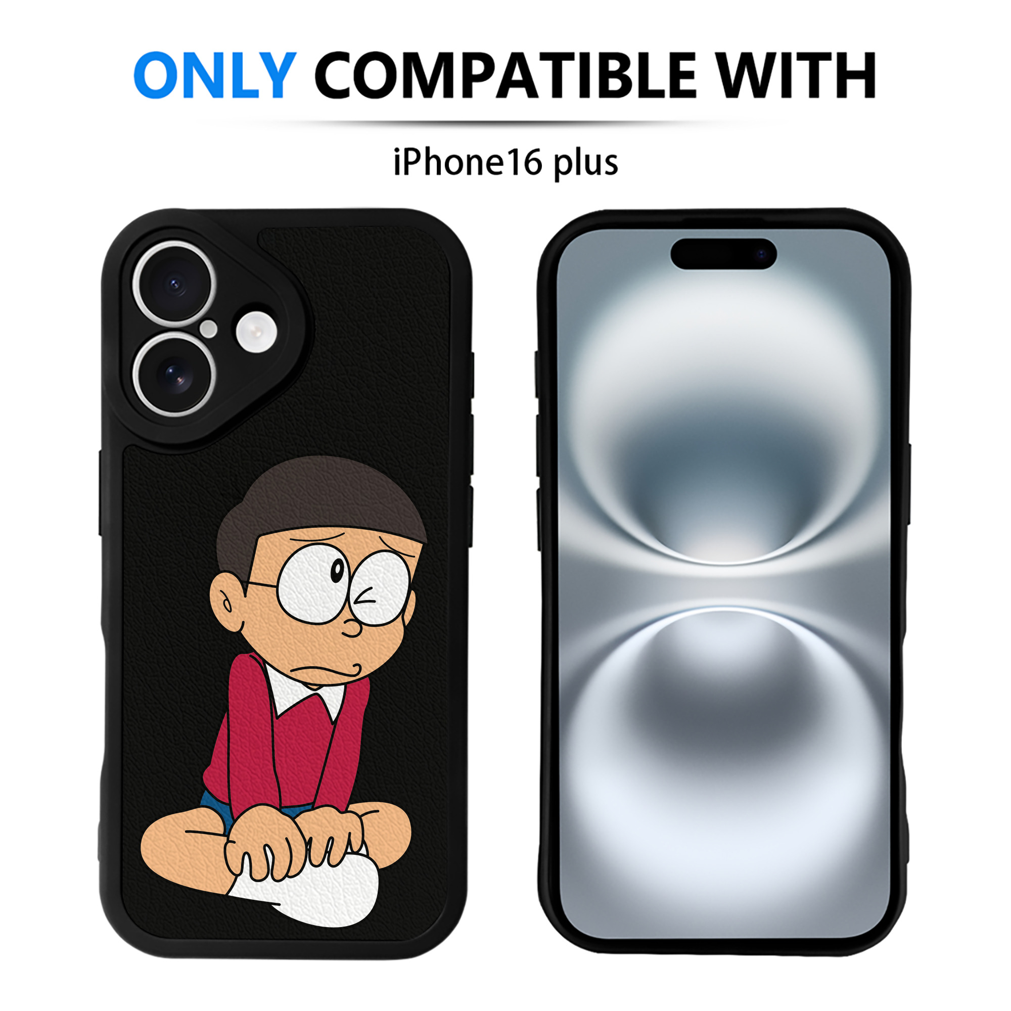 （画像用） ドラえもん 野比 のび太 Doraemon Nobita Nobi 【iPhone 16シリーズ対応】シリコンスマホケース（レザー調） 材質：シリコン